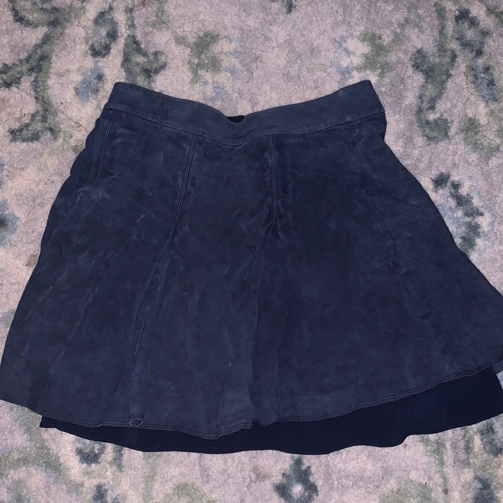 Alice + Olivia Suede Navy Skirt